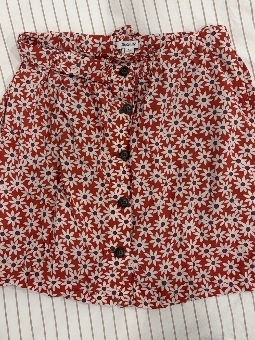 Madewell Rust Floral Button-Front Skirt with Cream Daisies - Picture 1 of 2